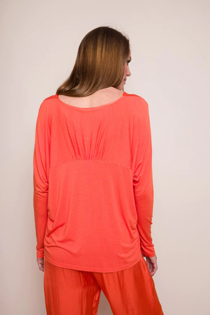 WEDNESDAY SATIN FRONT JERSEY BACK TOP