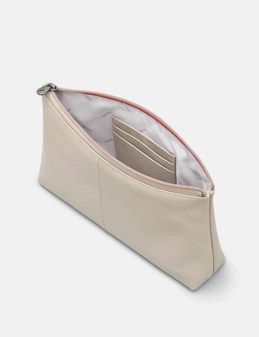 Kensington Leather Clutch Bag - Soft Grey