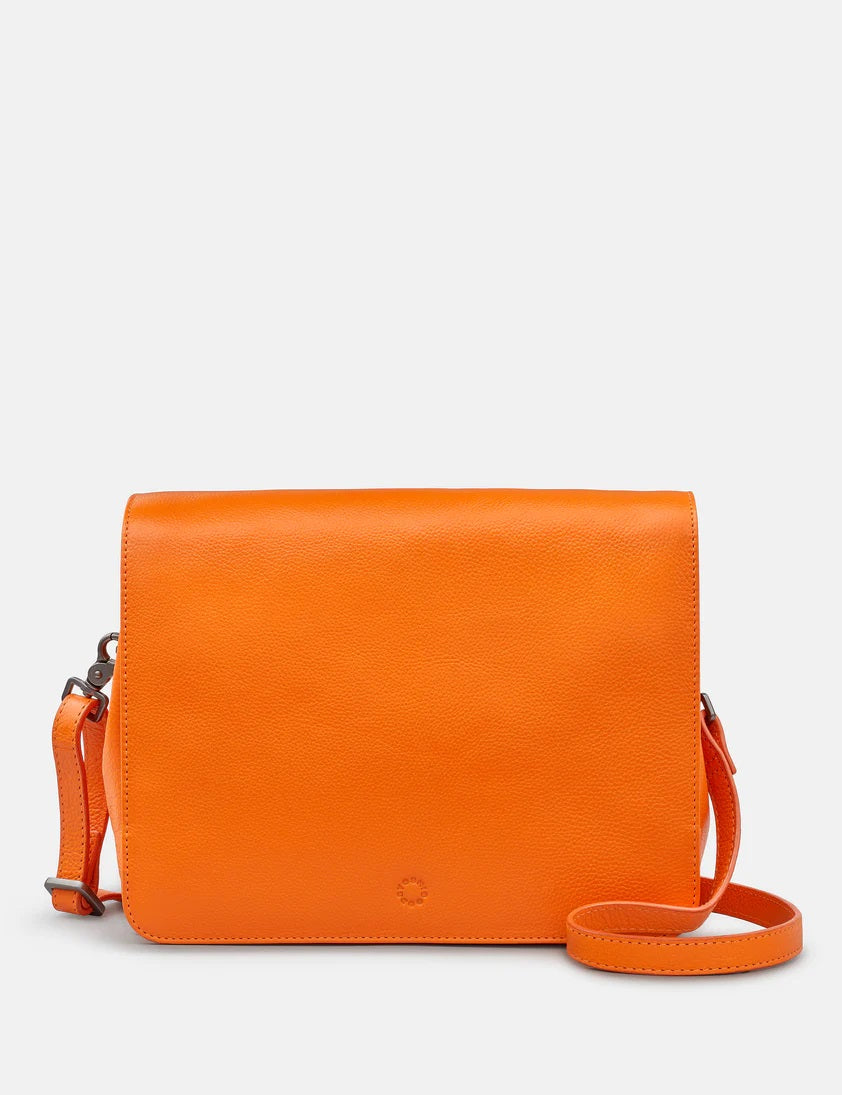 Bexley Leather Flap Over Bag - Orange