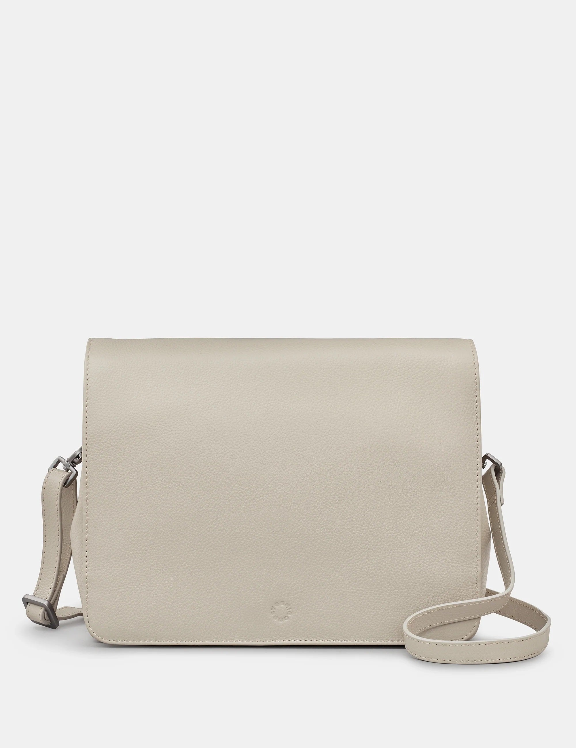 Bexley Leather Flap Over Bag - Soft Grey