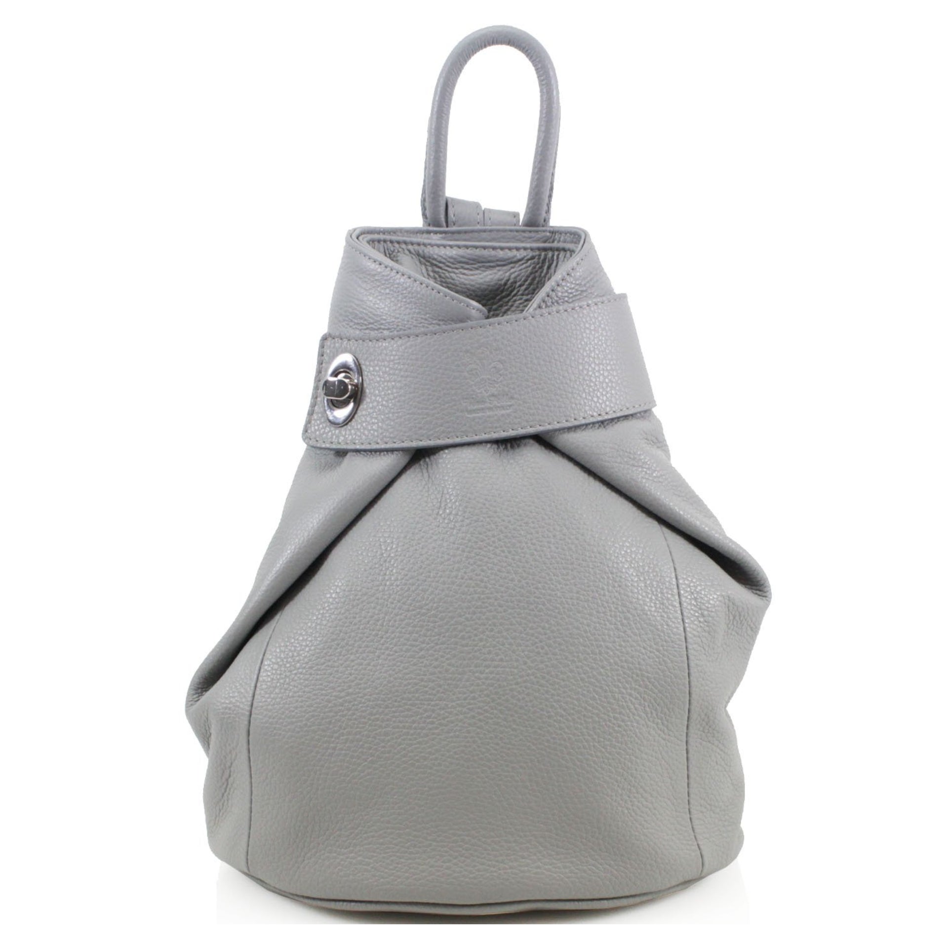 Chic Italian Grey Leather Back Pack