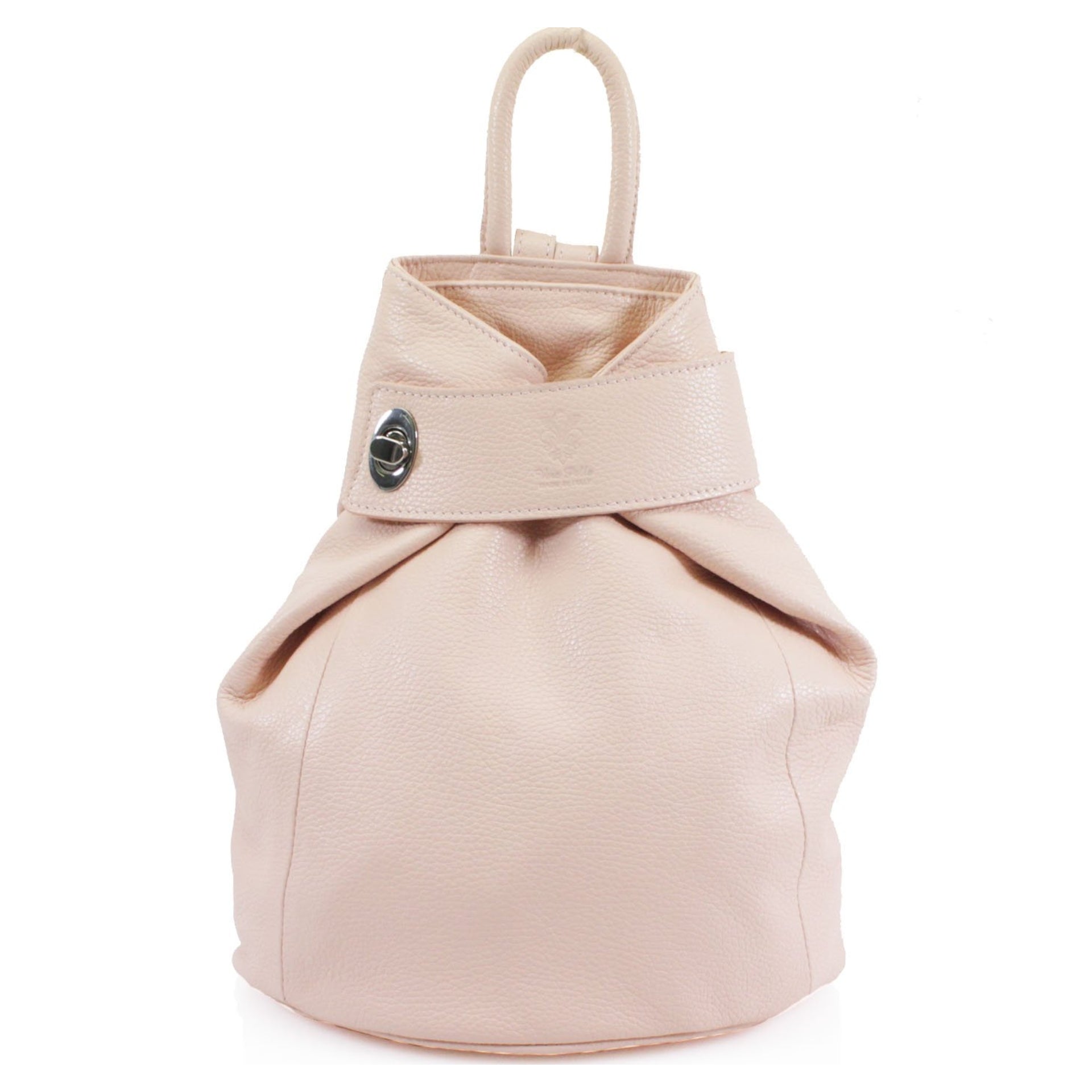 Chic Italian Light Pink Leather Back Pack