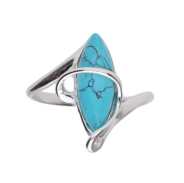 Elegant Silver Marquise Turquoise Ring