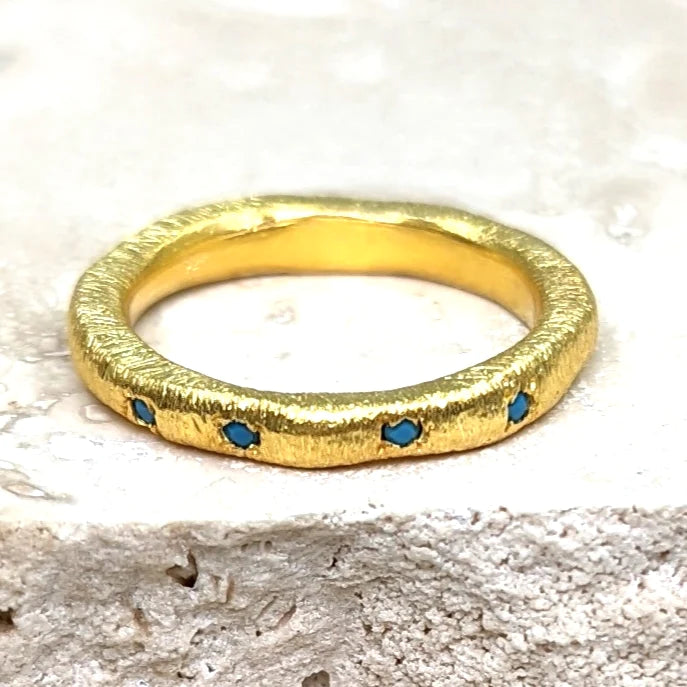 Gold Plated 925 Silver Ring with Turquoise