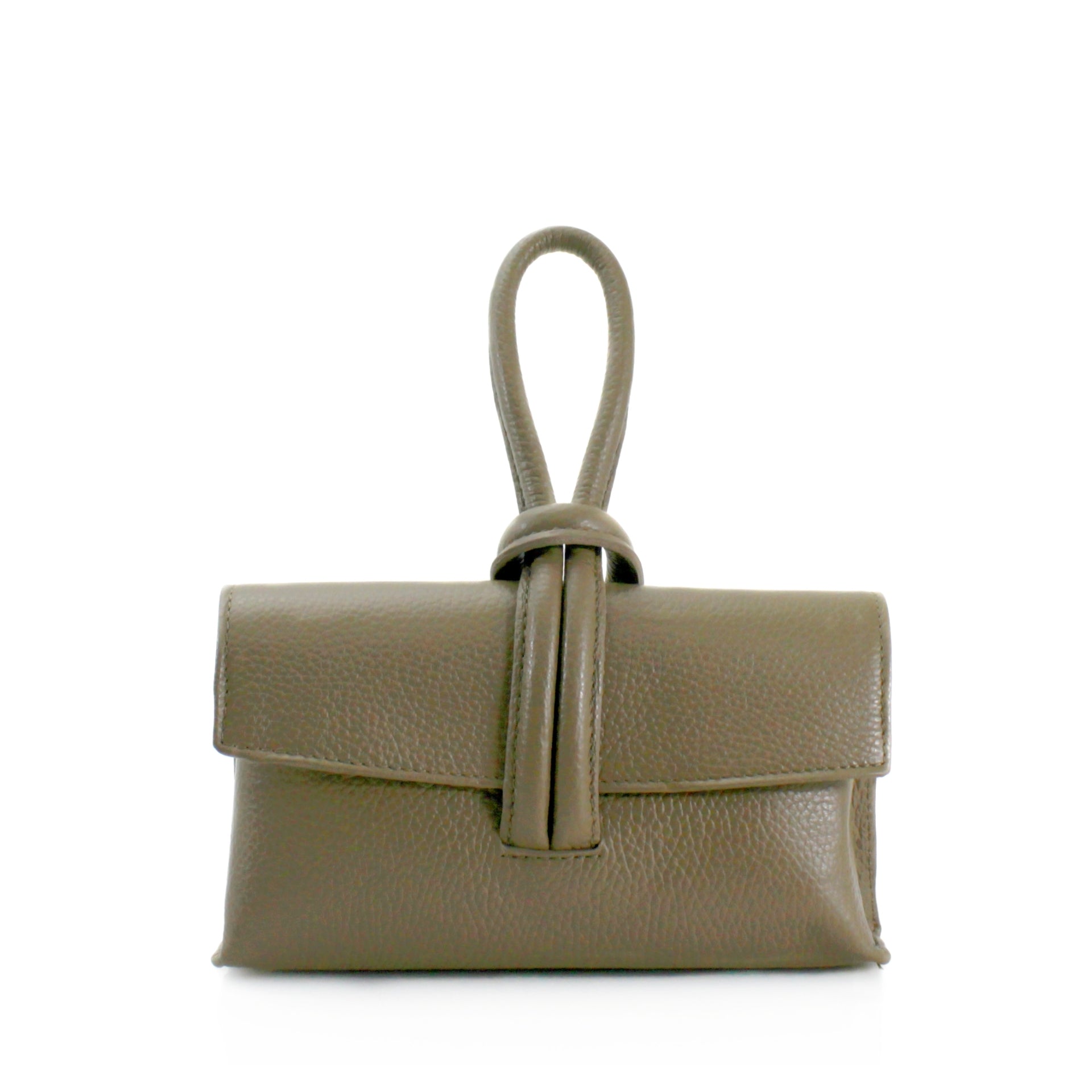 Chic & Sassy Taupe Leather Clutch Bag