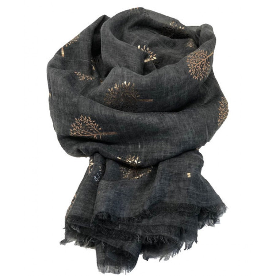 Charcoal Grey Silver Mulberry Scarf