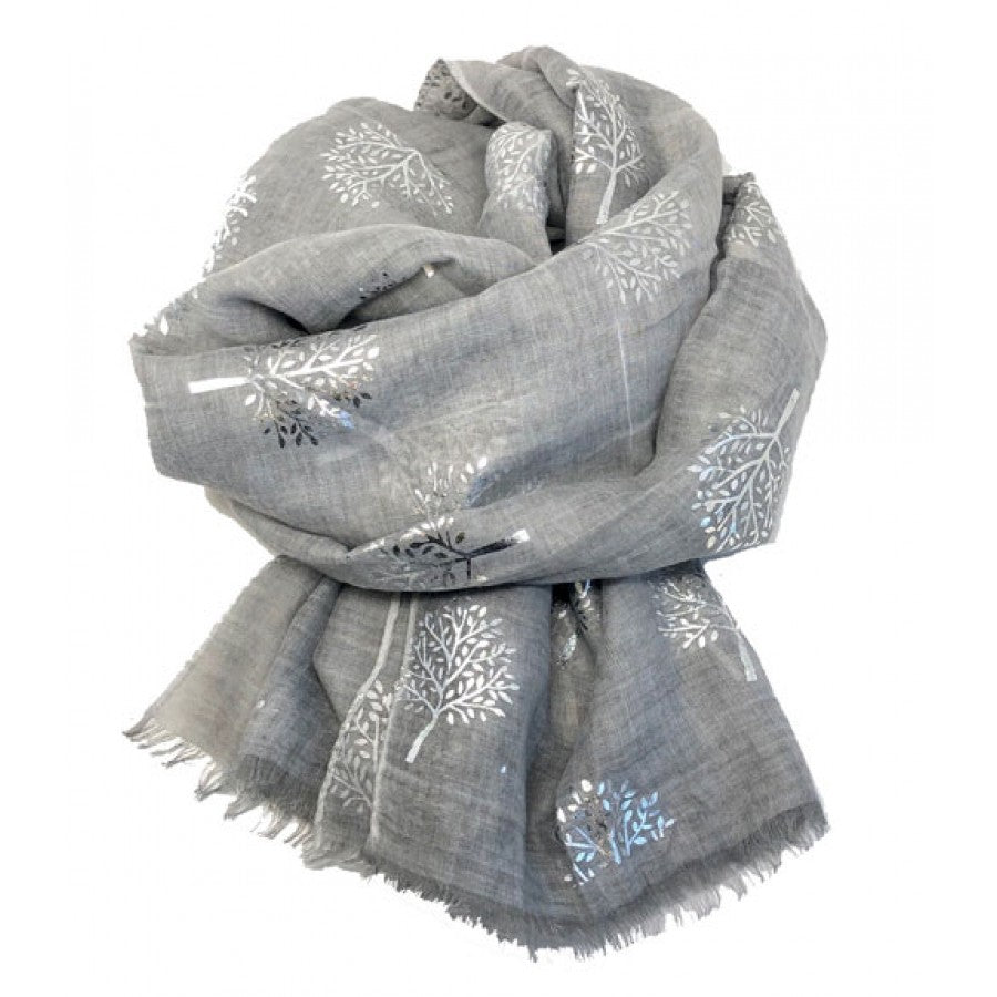 Grey Silver Mulberry Tree Scarf